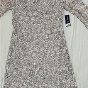 Zara Beige Lace Dress with Long Sleeves